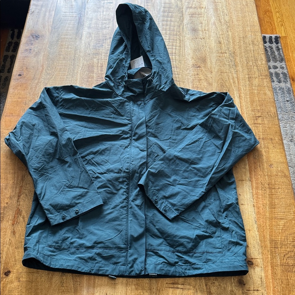 Eileen Fisher hooded anorak jacket blue spruce lightweight NWT NEW small